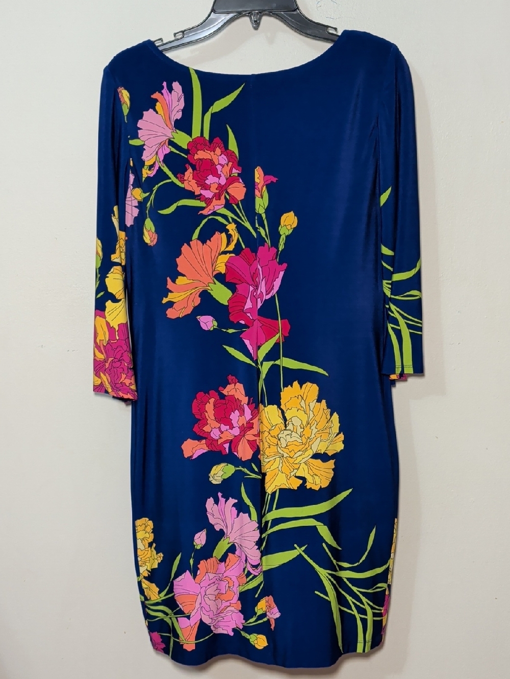Ronni Nicole Floral Shift Dress Blue Pink Yellow 3/4 Sleeve Women's Size 8P - Picture 5 of 5